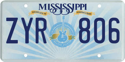 MS license plate ZYR806