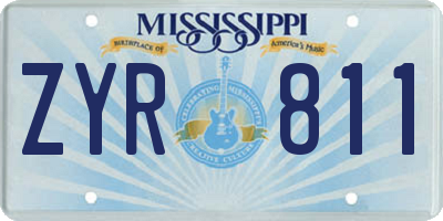MS license plate ZYR811