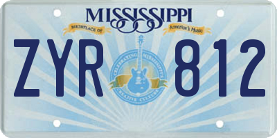 MS license plate ZYR812