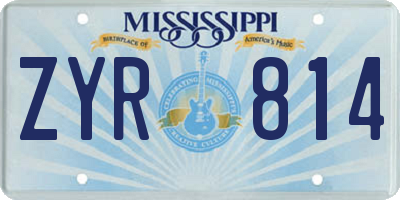 MS license plate ZYR814