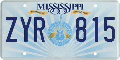 MS license plate ZYR815