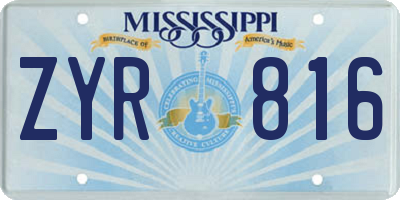 MS license plate ZYR816