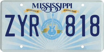 MS license plate ZYR818