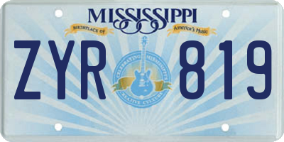 MS license plate ZYR819
