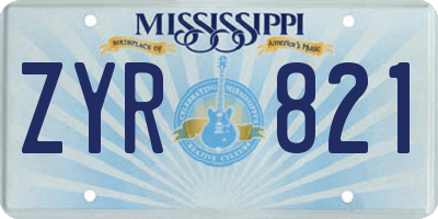 MS license plate ZYR821