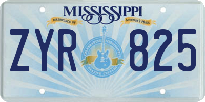 MS license plate ZYR825