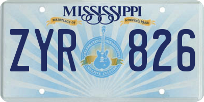MS license plate ZYR826