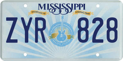 MS license plate ZYR828