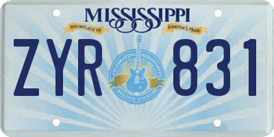 MS license plate ZYR831