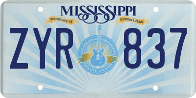 MS license plate ZYR837