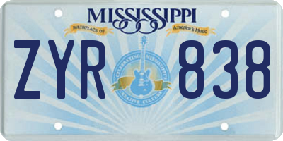 MS license plate ZYR838