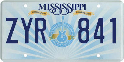 MS license plate ZYR841