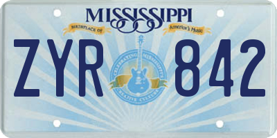 MS license plate ZYR842