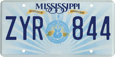 MS license plate ZYR844
