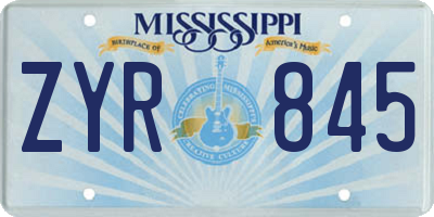 MS license plate ZYR845