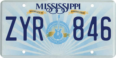 MS license plate ZYR846