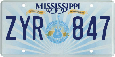 MS license plate ZYR847
