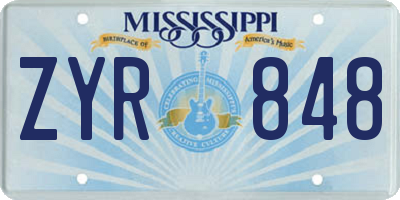 MS license plate ZYR848