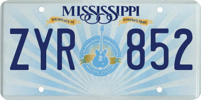MS license plate ZYR852
