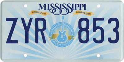 MS license plate ZYR853