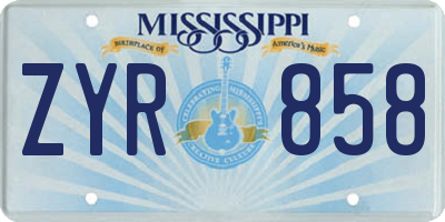 MS license plate ZYR858