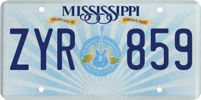 MS license plate ZYR859