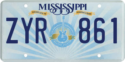 MS license plate ZYR861