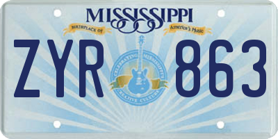 MS license plate ZYR863