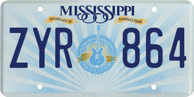 MS license plate ZYR864