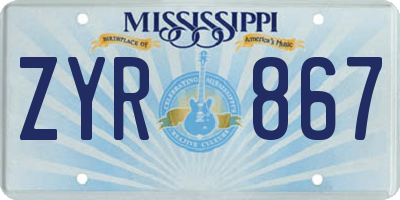MS license plate ZYR867