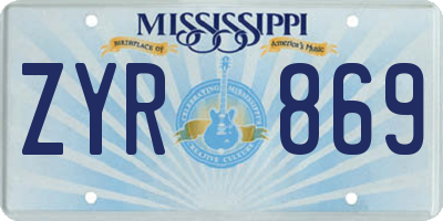 MS license plate ZYR869