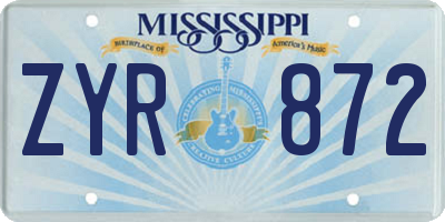 MS license plate ZYR872
