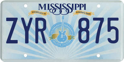 MS license plate ZYR875