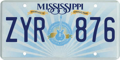 MS license plate ZYR876