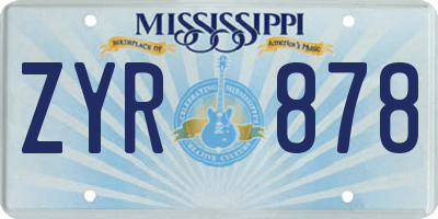 MS license plate ZYR878