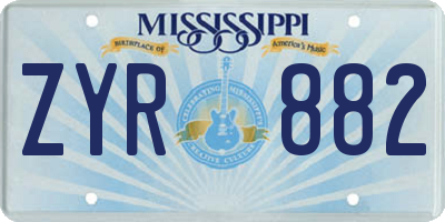 MS license plate ZYR882