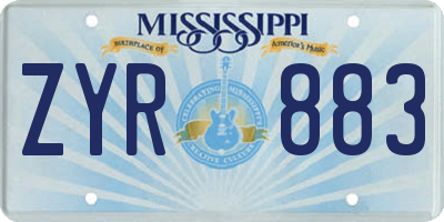 MS license plate ZYR883