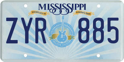 MS license plate ZYR885