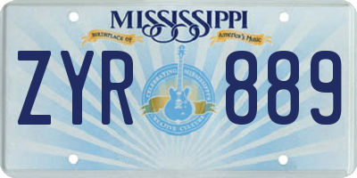 MS license plate ZYR889