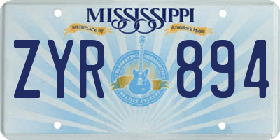 MS license plate ZYR894