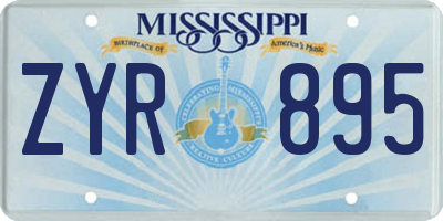 MS license plate ZYR895