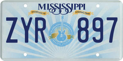 MS license plate ZYR897