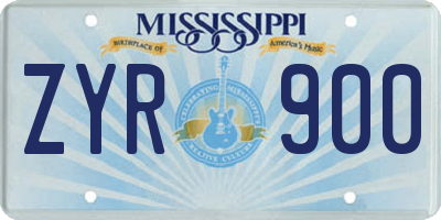 MS license plate ZYR900