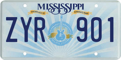 MS license plate ZYR901