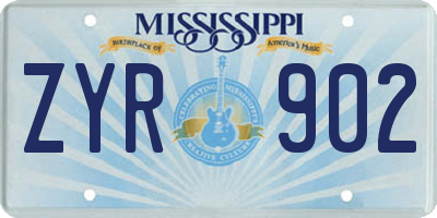 MS license plate ZYR902