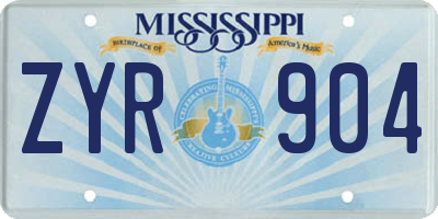 MS license plate ZYR904