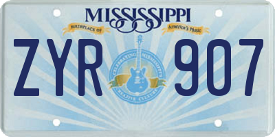 MS license plate ZYR907