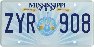 MS license plate ZYR908