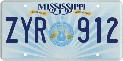 MS license plate ZYR912