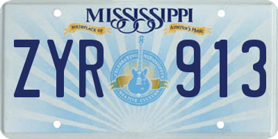 MS license plate ZYR913